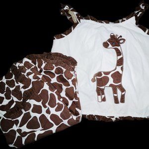 Gymboree giraffe print girls 2 piece outfit 2T top and pants